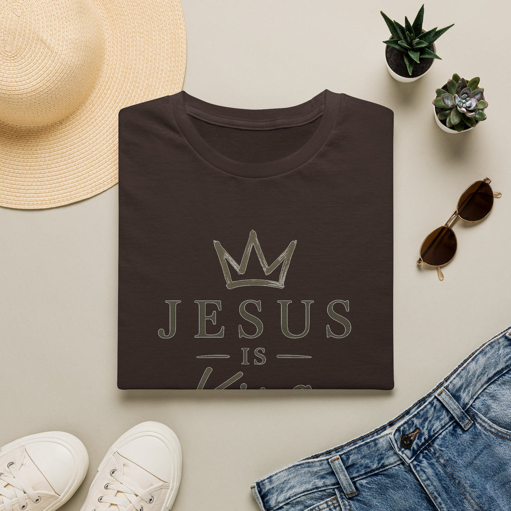 Jesus Is King T-Shirt — Faith Crown Christian Tee for Women & Men