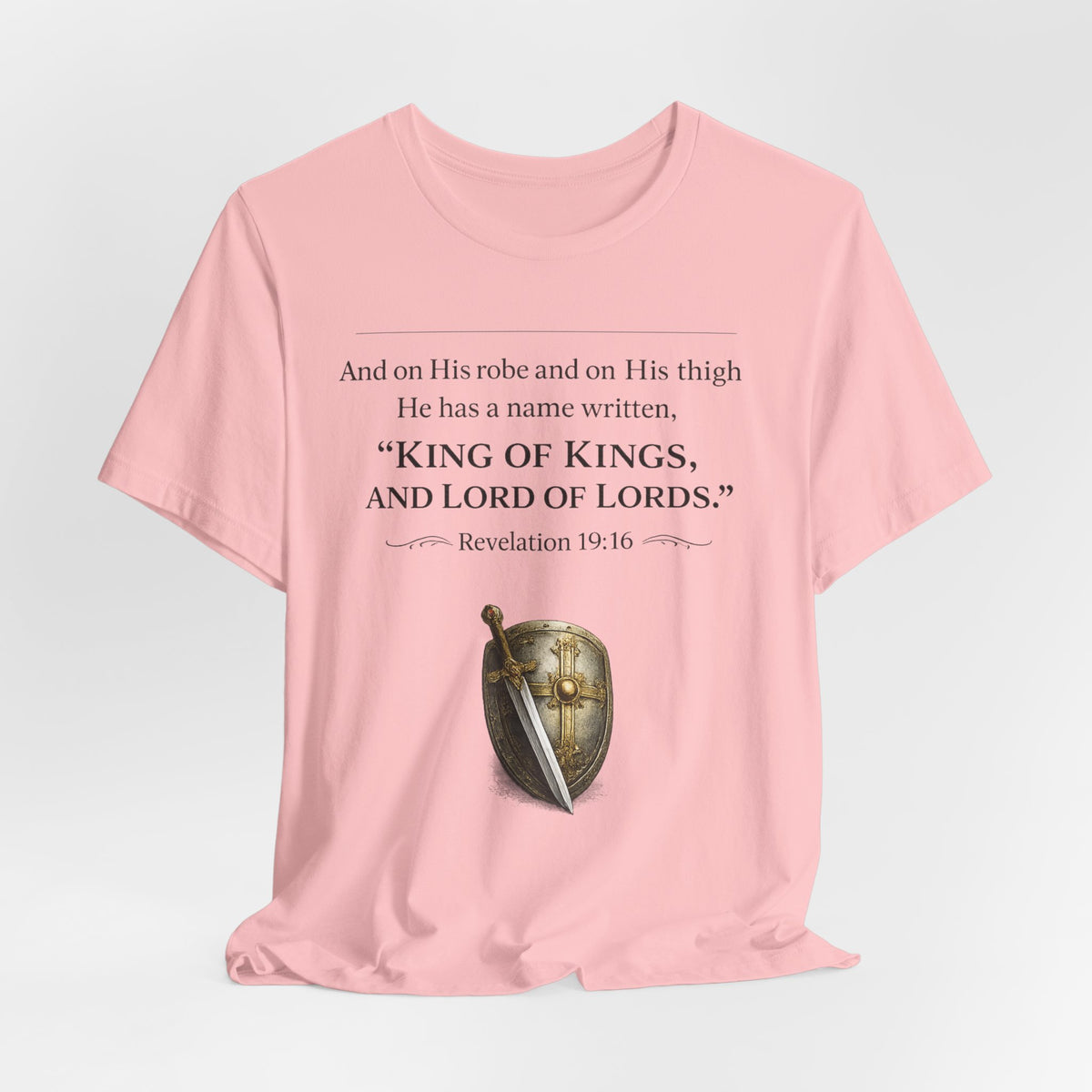 King of Kings Shield Tee – Revelation 19:16 Christian T-Shirt