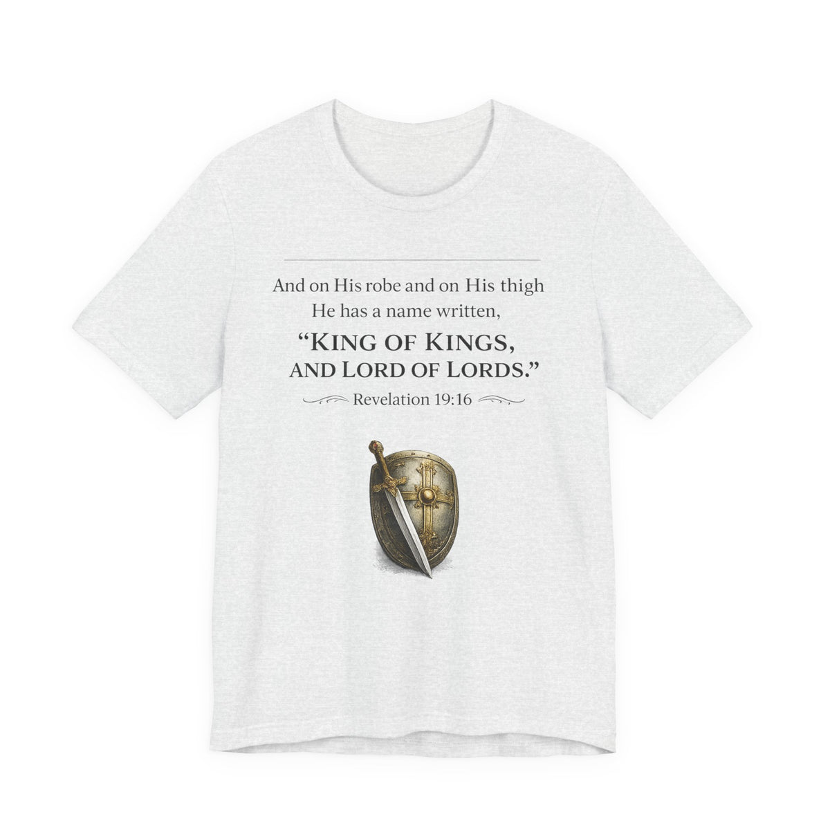 King of Kings Shield Tee – Revelation 19:16 Christian T-Shirt
