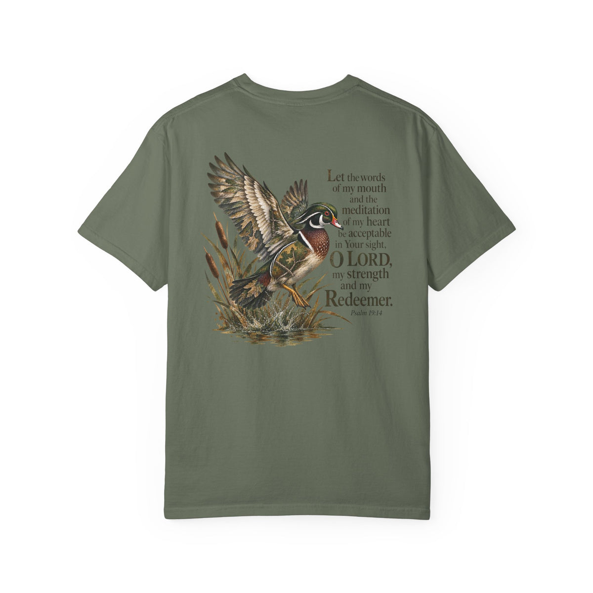 Christian Duck Hunting T-Shirt — Psalm 19:14 Scripture Graphic Tee