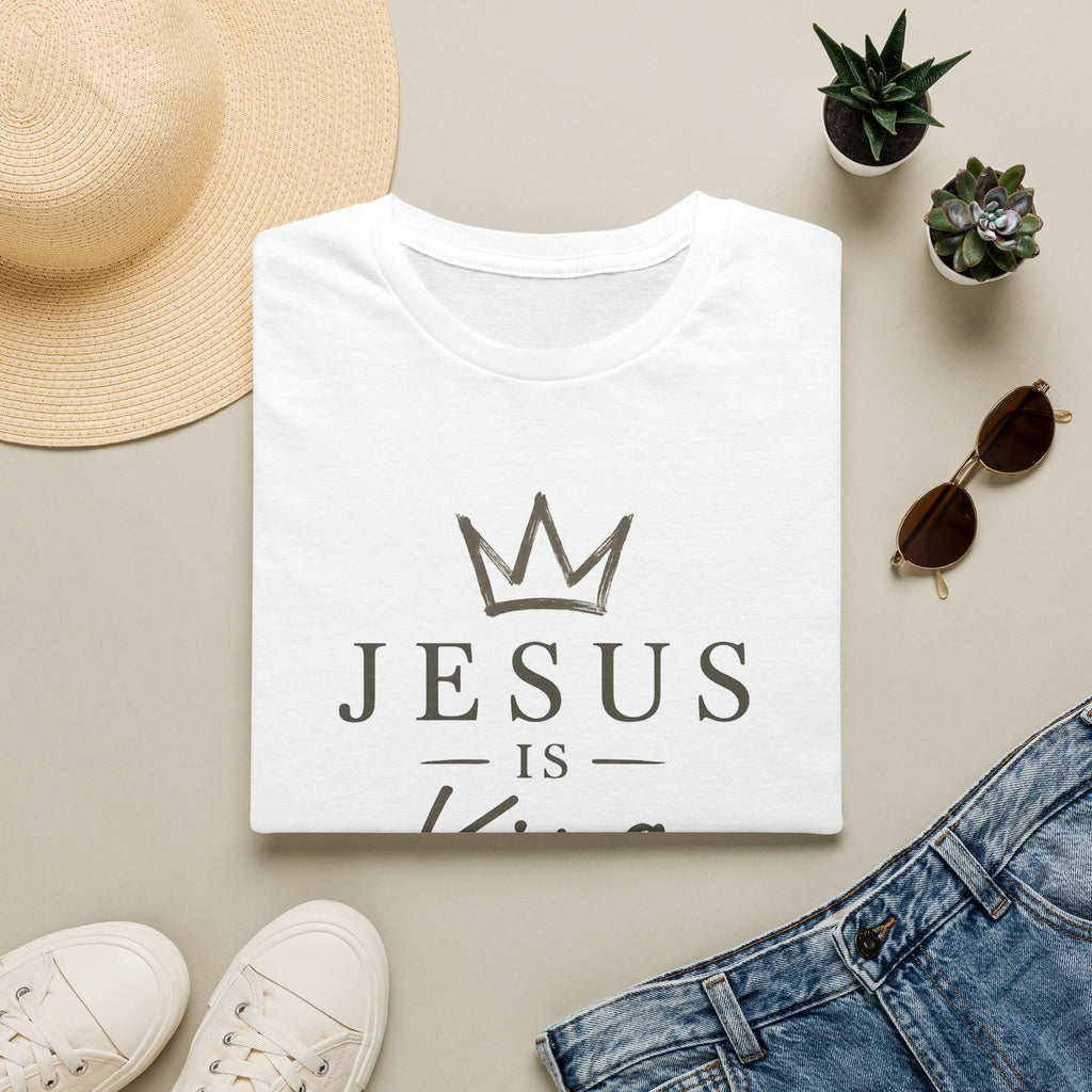 Jesus Is King T-Shirt — Faith Crown Christian Tee for Women & Men