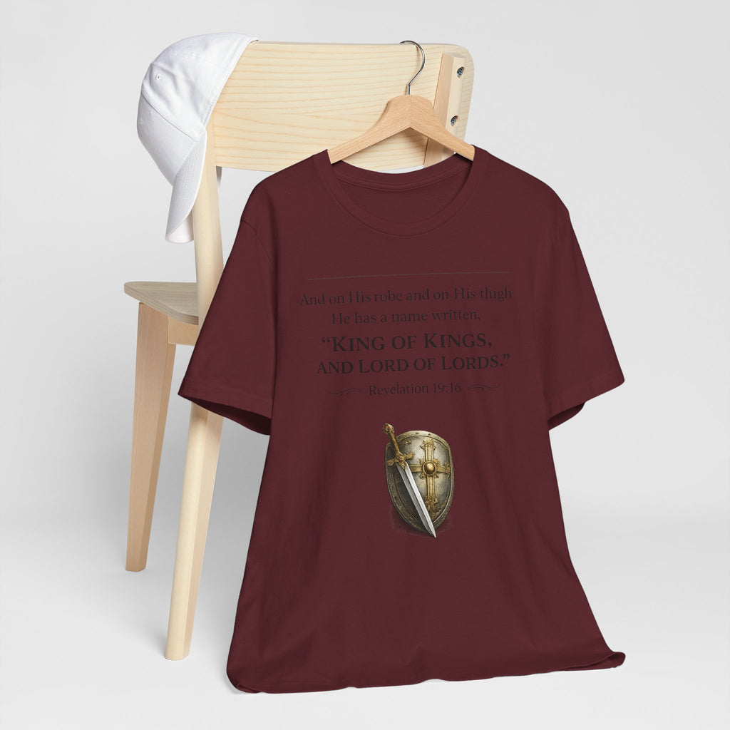 King of Kings Shield Tee – Revelation 19:16 Christian T-Shirt