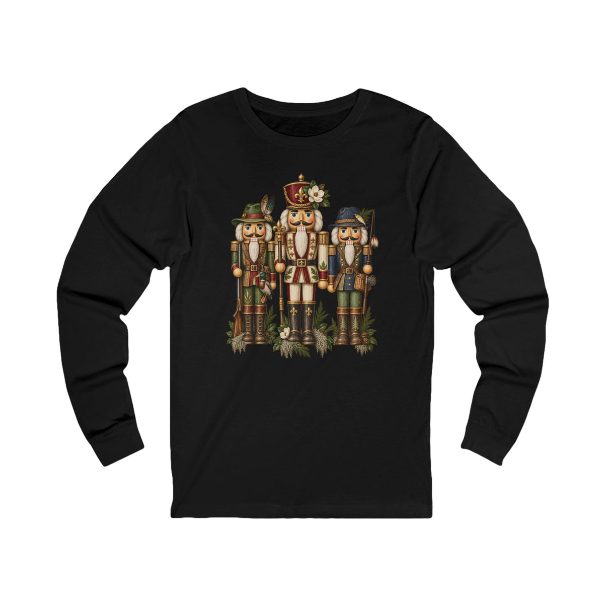 Vintage Nutcracker Soldiers Long Sleeve Tee | Holiday Ornament Trio