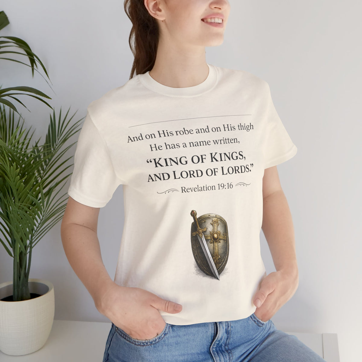 King of Kings Shield Tee – Revelation 19:16 Christian T-Shirt