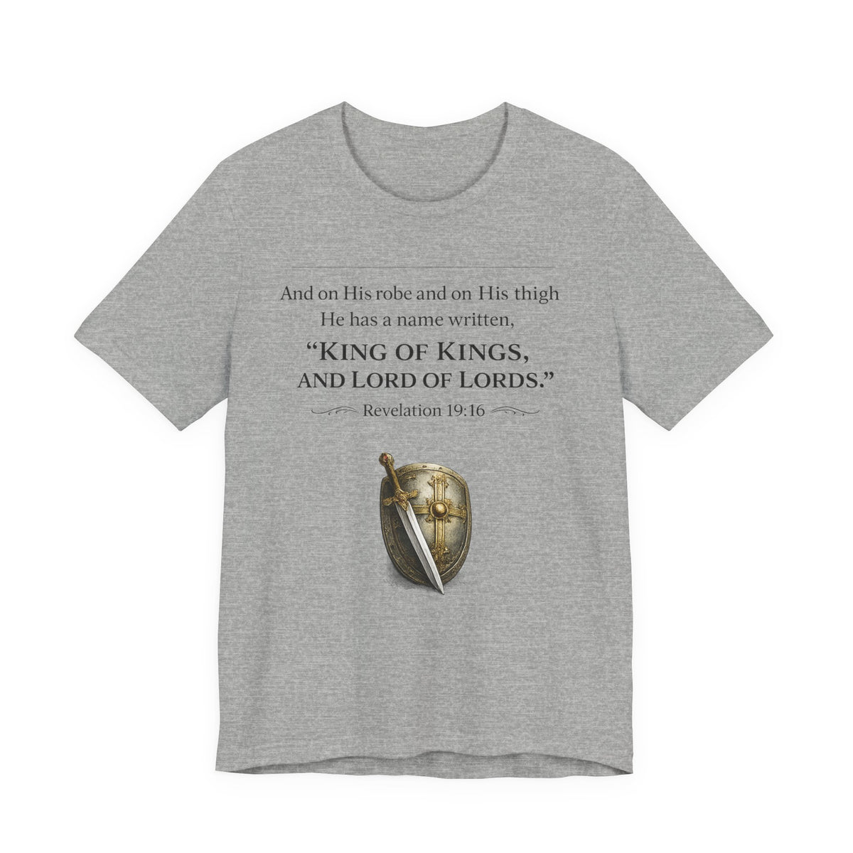 King of Kings Shield Tee – Revelation 19:16 Christian T-Shirt
