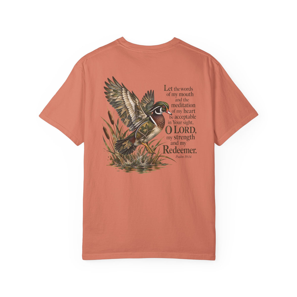Christian Duck Hunting T-Shirt — Psalm 19:14 Scripture Graphic Tee