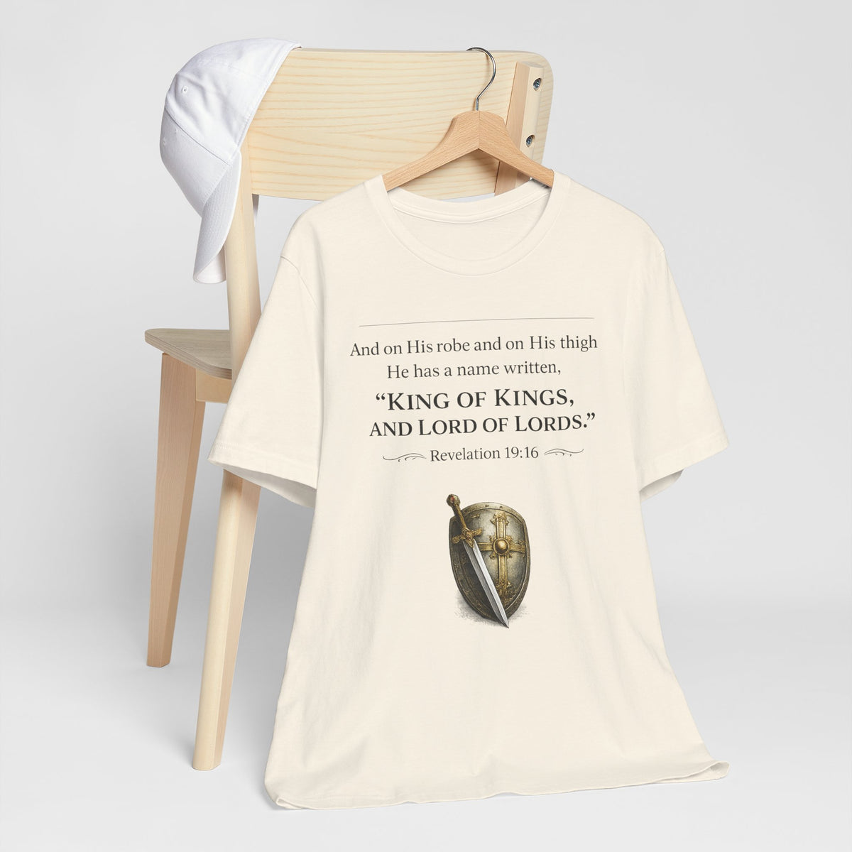 King of Kings Shield Tee – Revelation 19:16 Christian T-Shirt