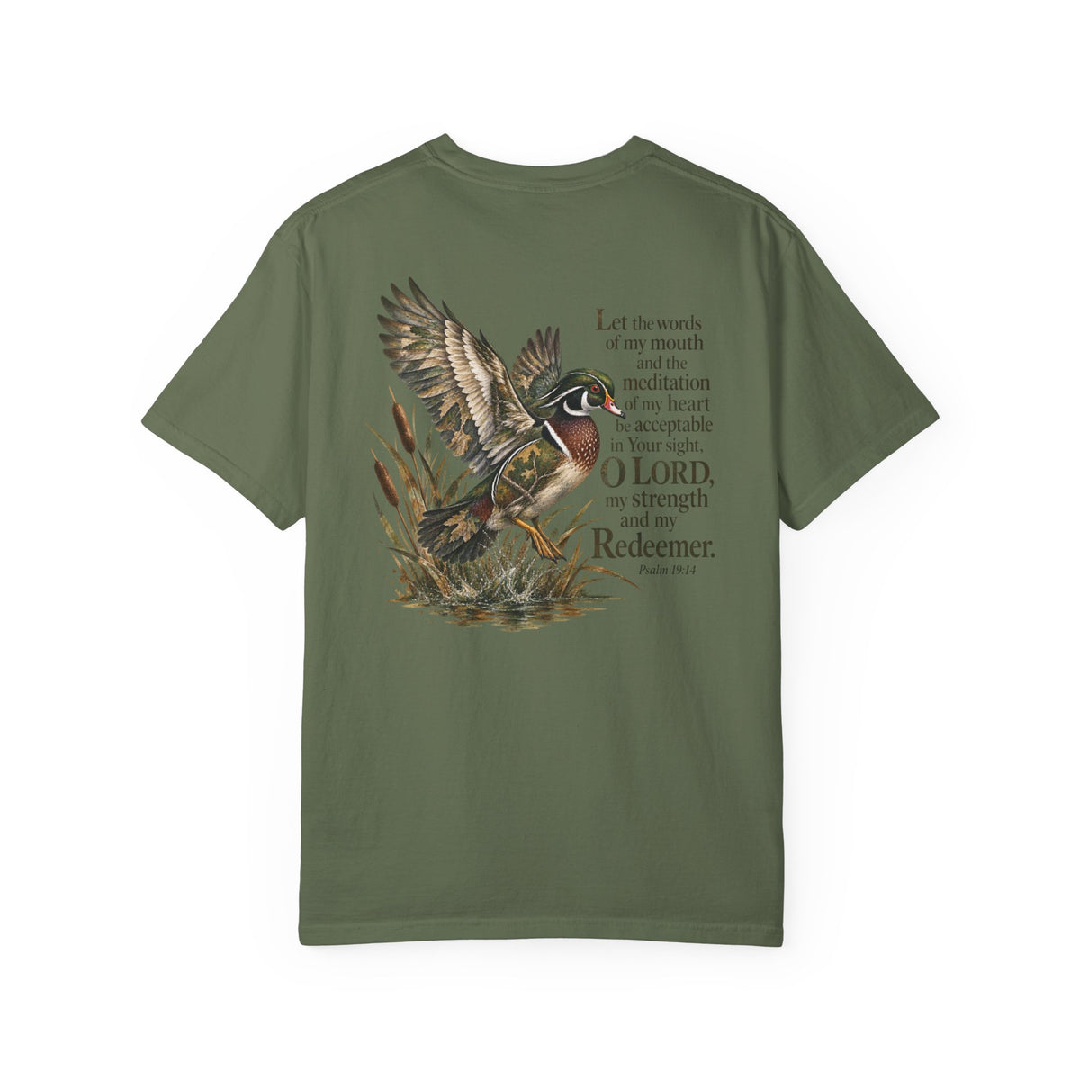 Christian Duck Hunting T-Shirt — Psalm 19:14 Scripture Graphic Tee