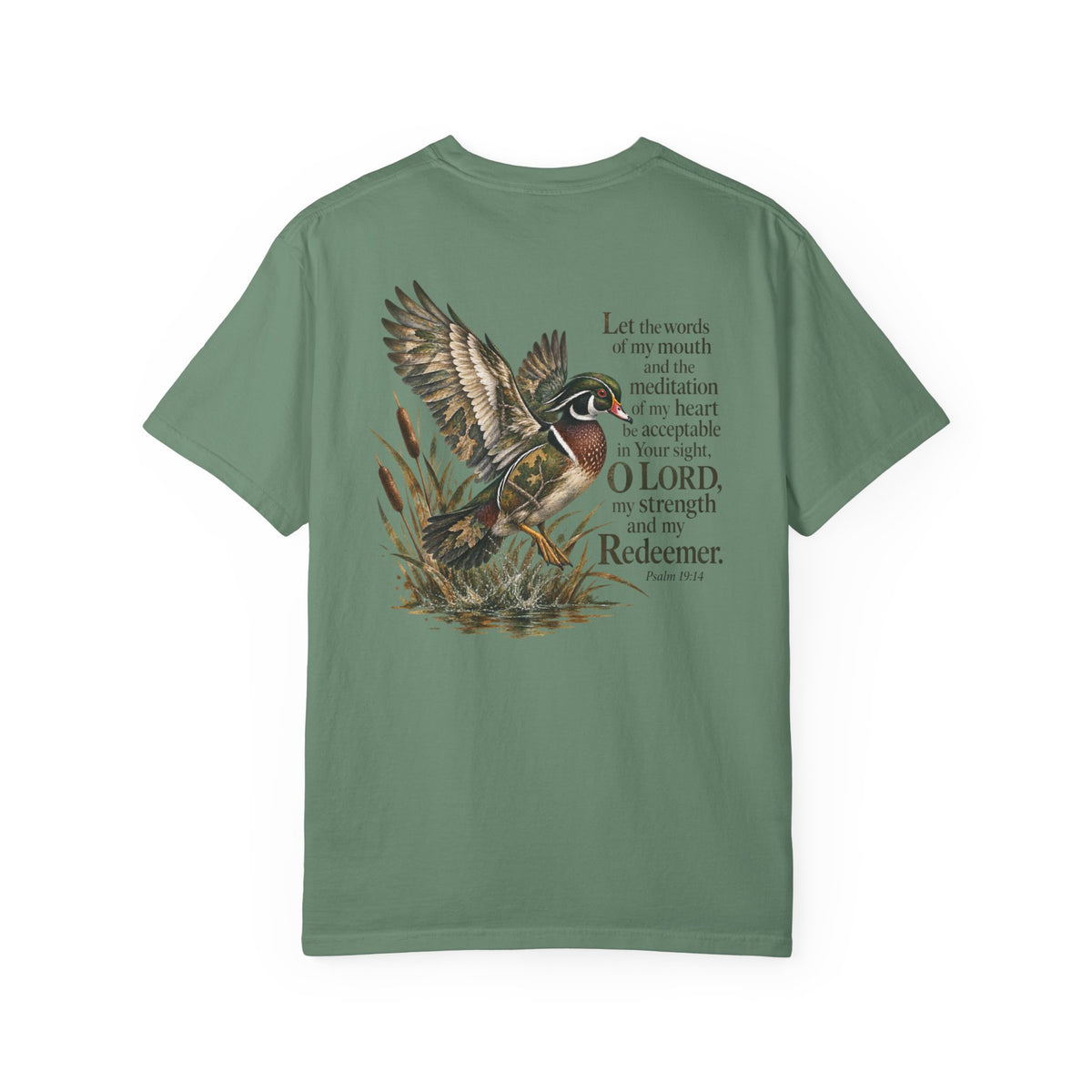 Christian Duck Hunting T-Shirt — Psalm 19:14 Scripture Graphic Tee