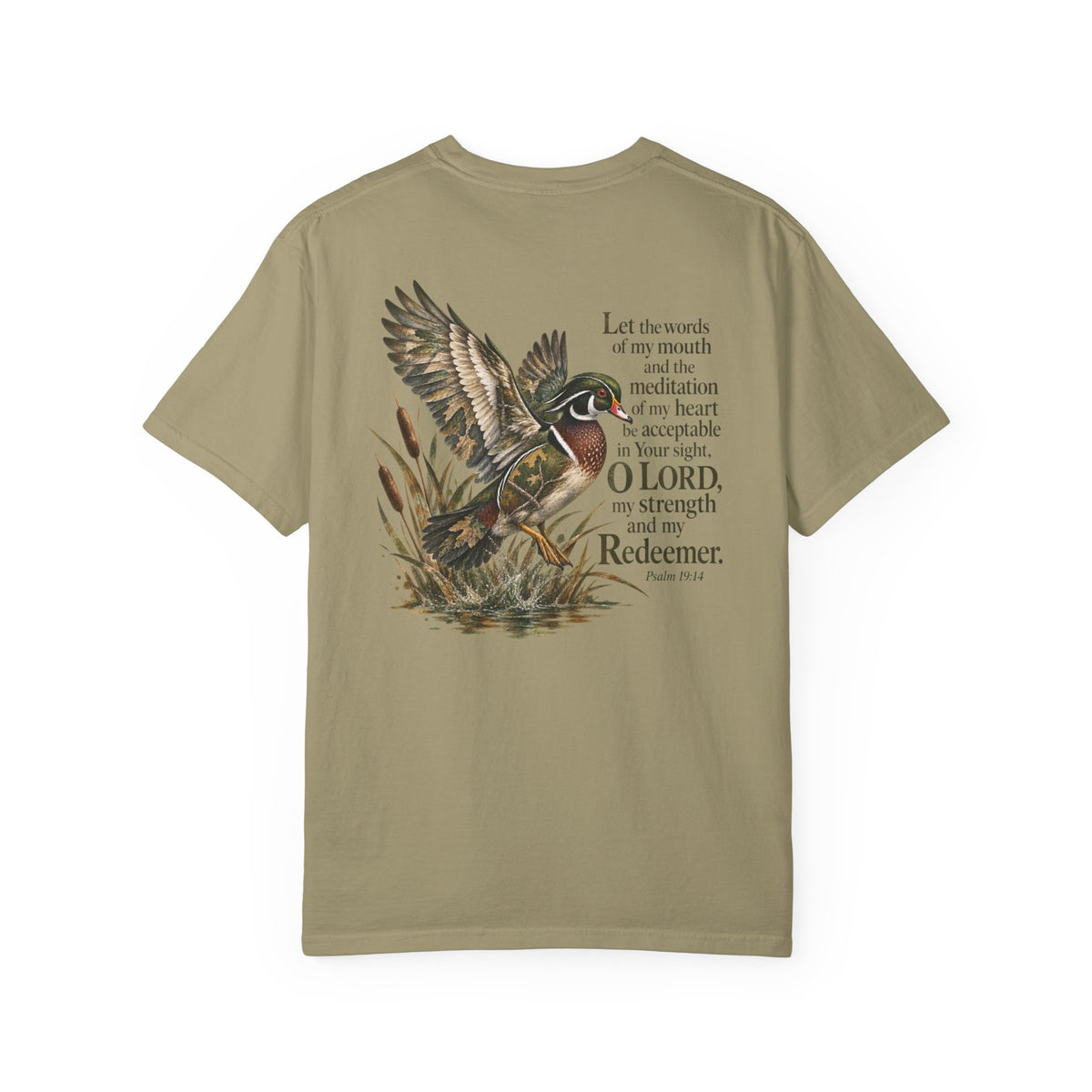 Christian Duck Hunting T-Shirt — Psalm 19:14 Scripture Graphic Tee