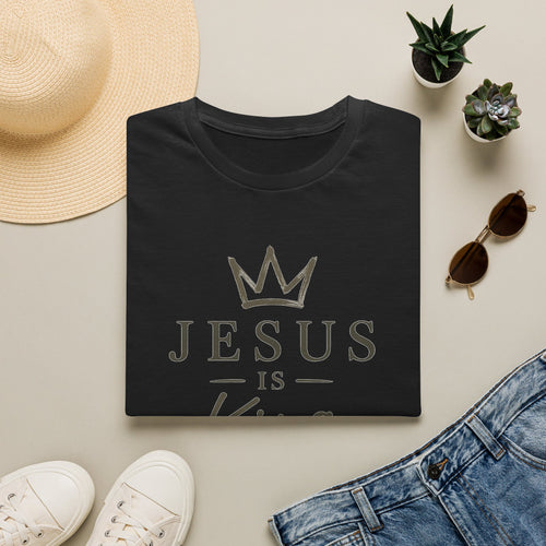 Jesus Is King T-Shirt — Faith Crown Christian Tee for Women & Men