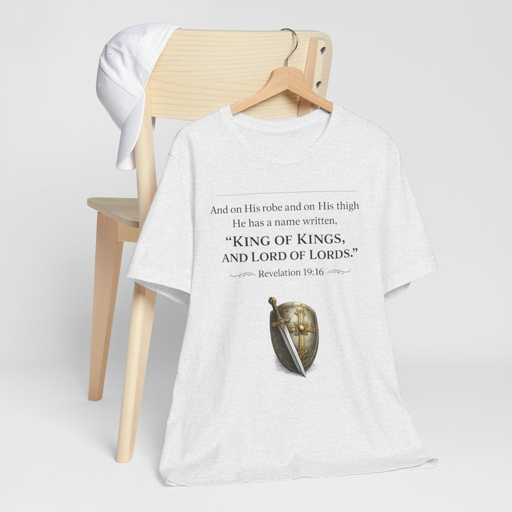 King of Kings Shield Tee – Revelation 19:16 Christian T-Shirt