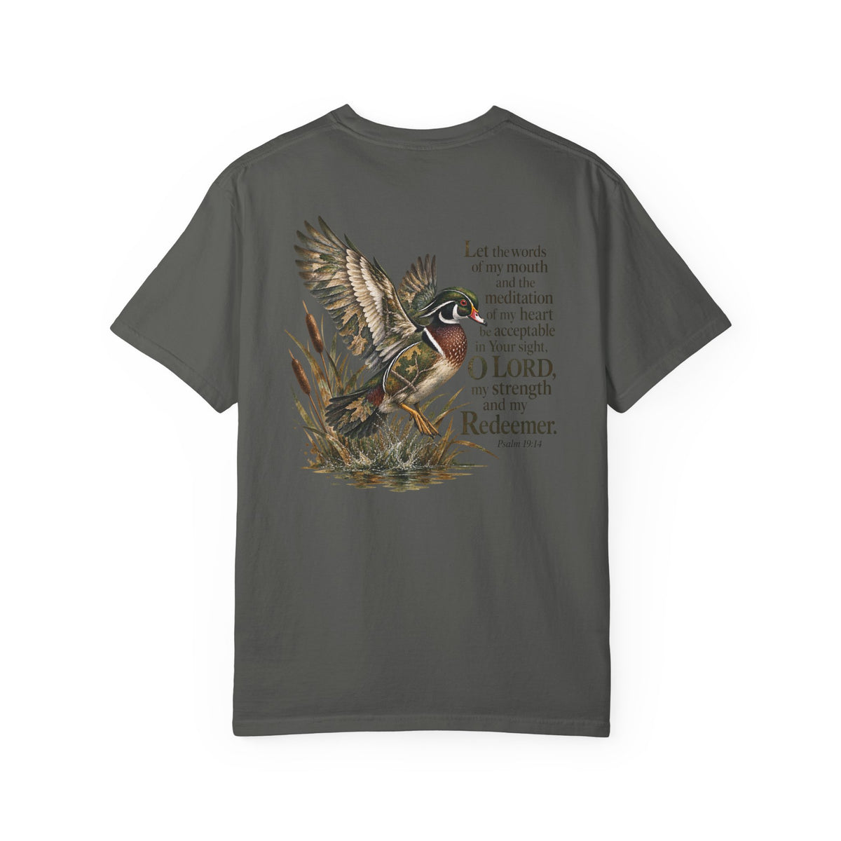 Christian Duck Hunting T-Shirt — Psalm 19:14 Scripture Graphic Tee