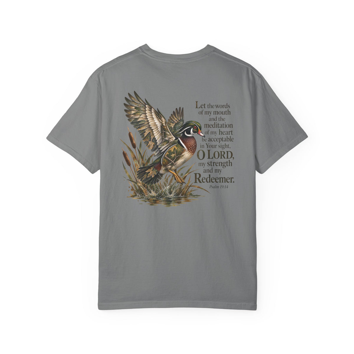 Christian Duck Hunting T-Shirt — Psalm 19:14 Scripture Graphic Tee