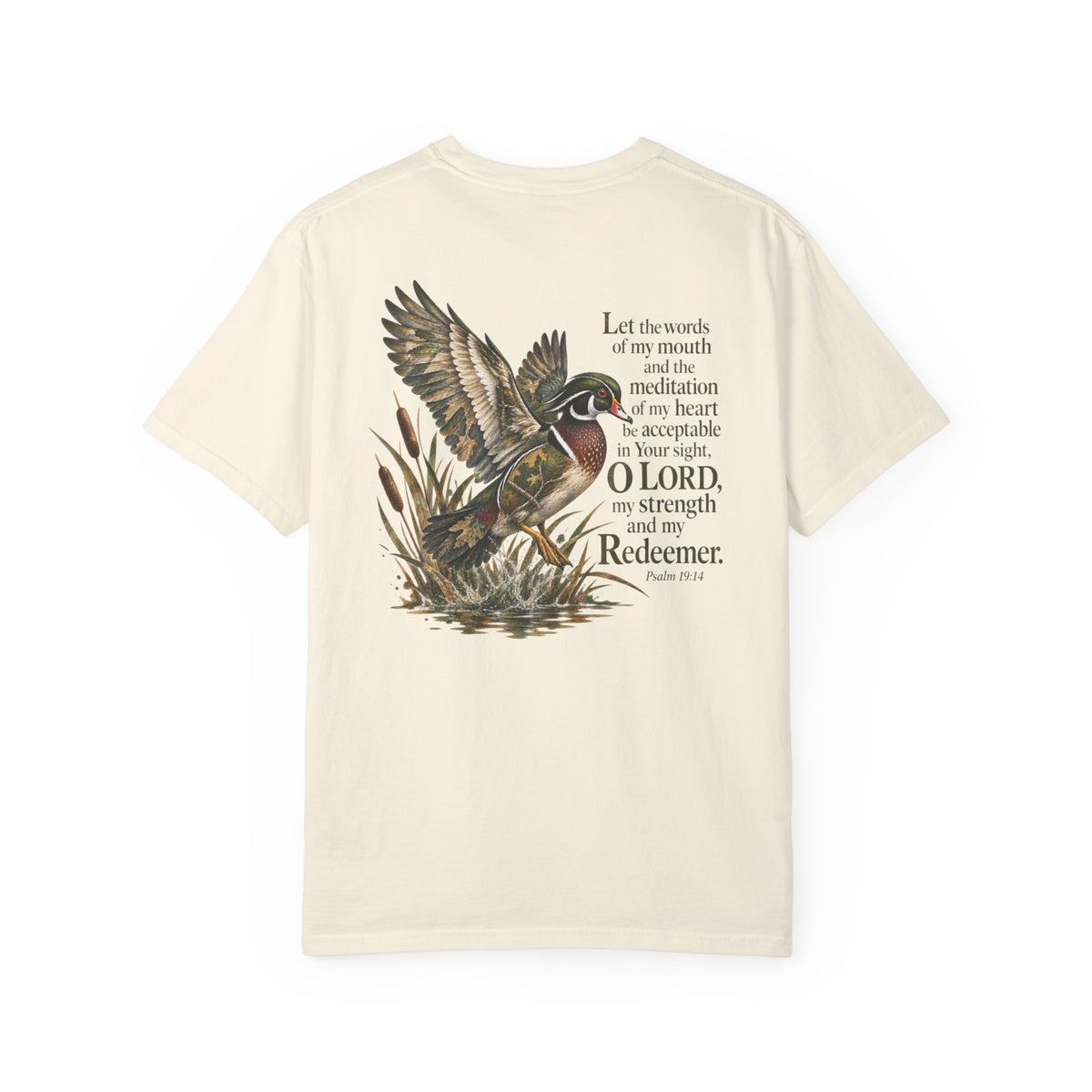 Christian Duck Hunting T-Shirt — Psalm 19:14 Scripture Graphic Tee