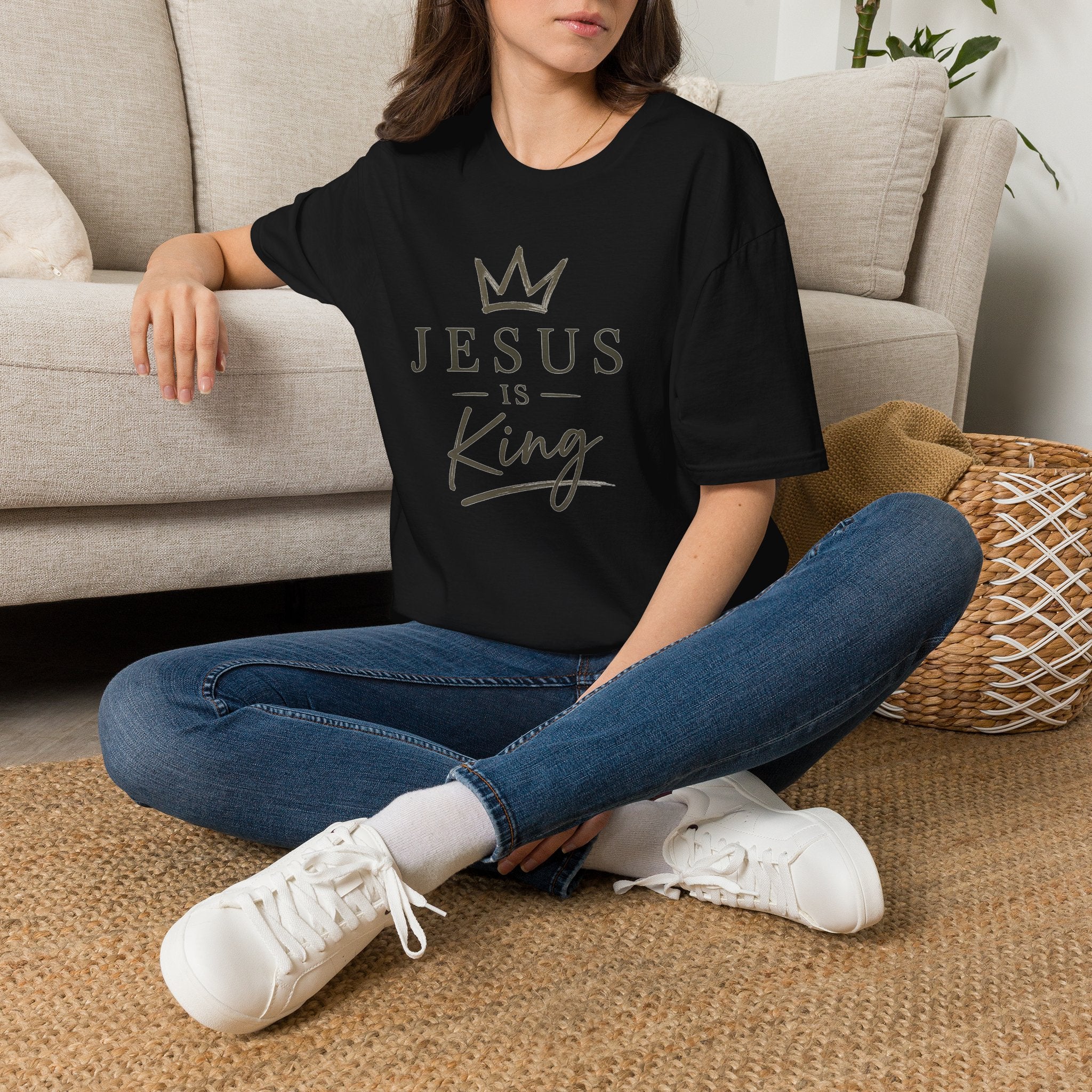 Jesus Is King T-Shirt — Faith Crown Christian Tee for Women & Men