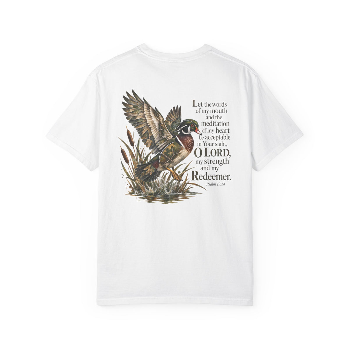 Christian Duck Hunting T-Shirt — Psalm 19:14 Scripture Graphic Tee