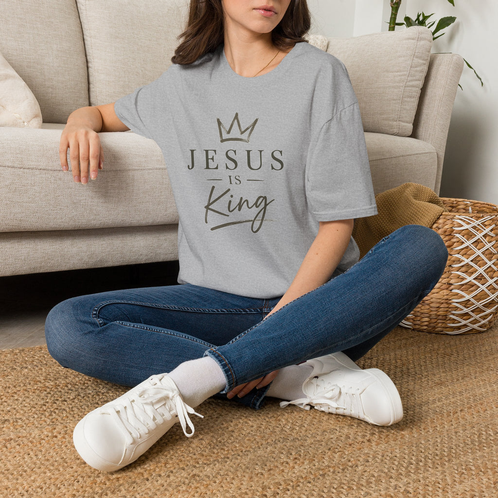 Jesus Is King T-Shirt — Faith Crown Christian Tee for Women & Men
