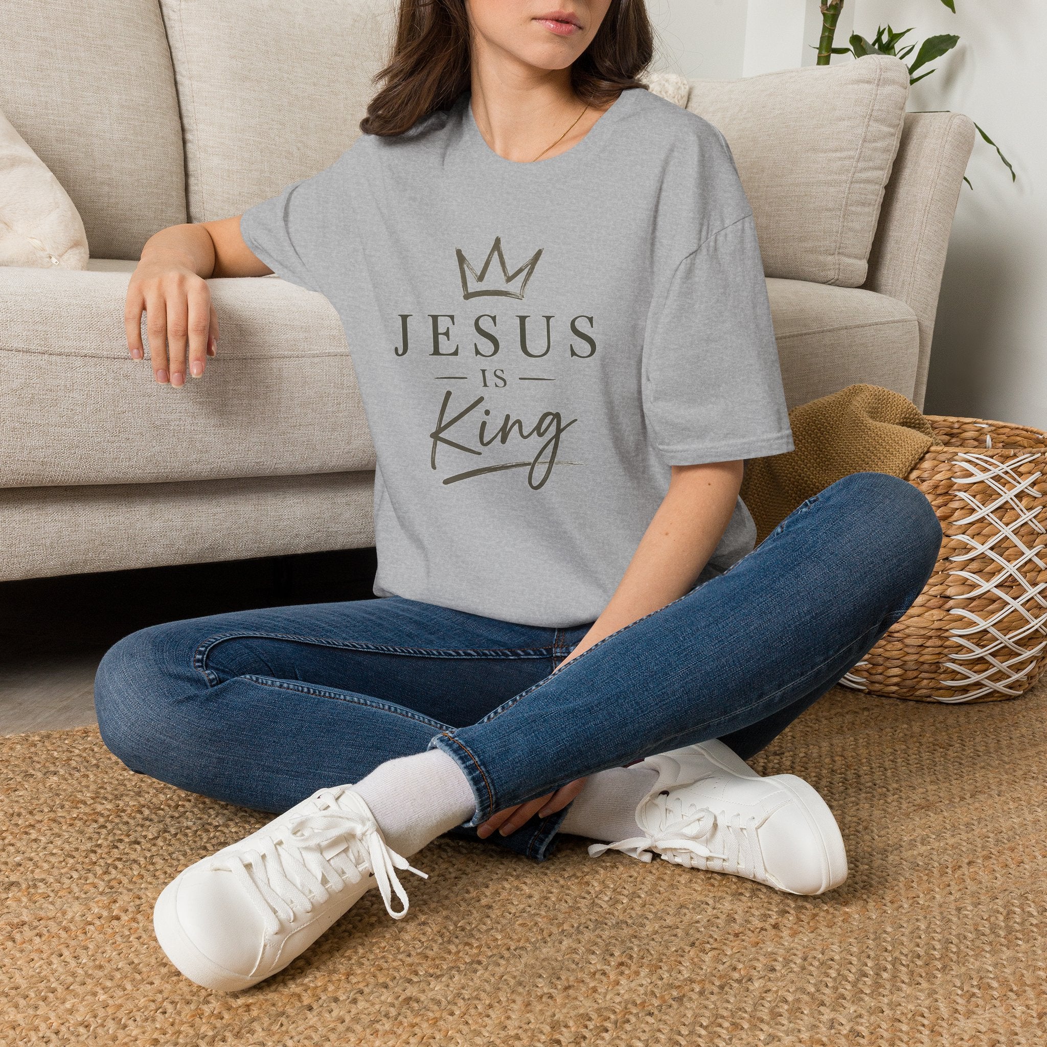 Jesus Is King T-Shirt — Faith Crown Christian Tee for Women & Men