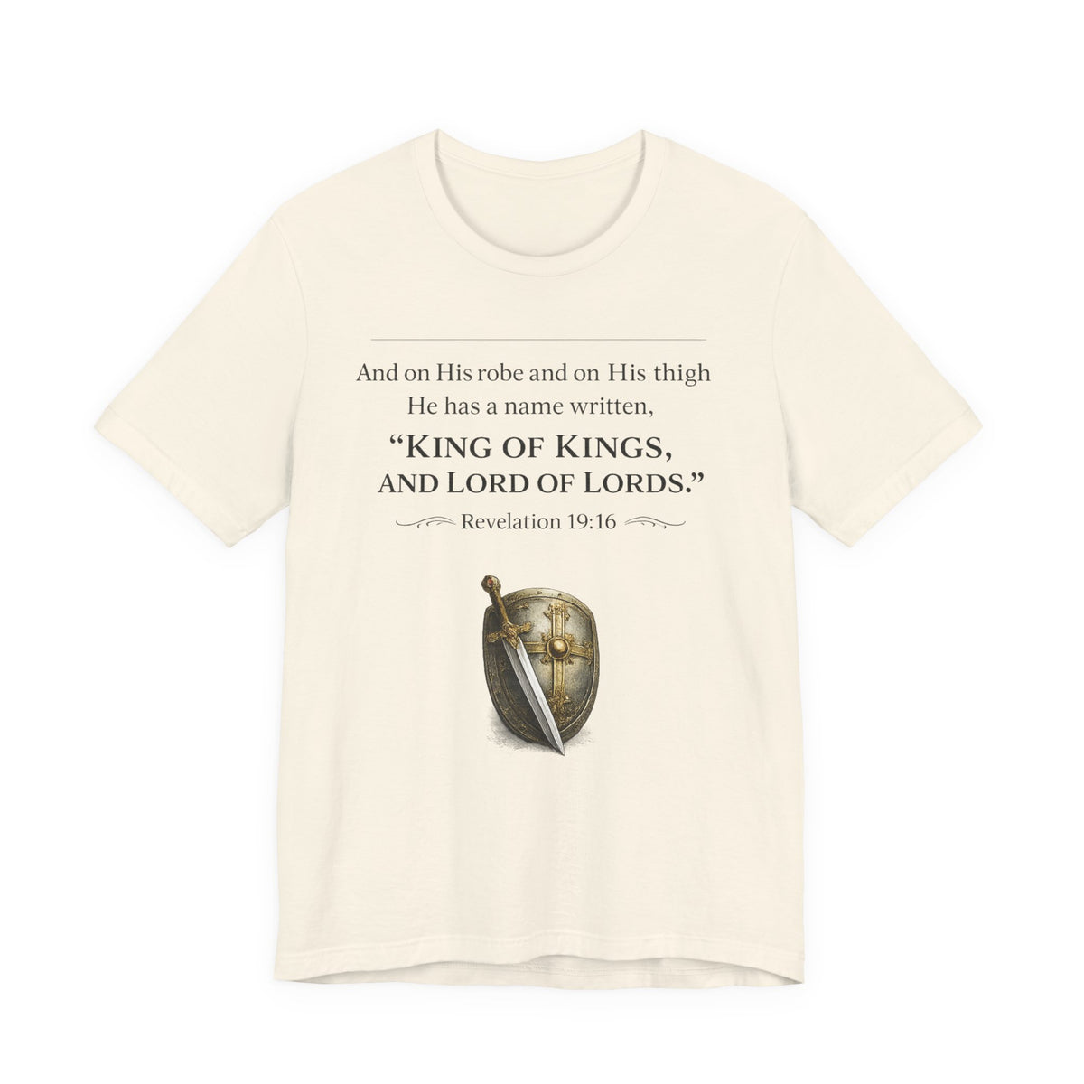 King of Kings Shield Tee – Revelation 19:16 Christian T-Shirt
