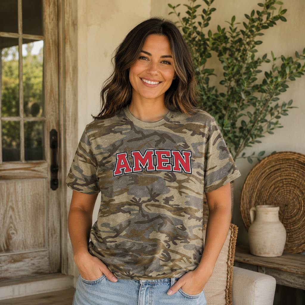 Camo Tee — AMEN Graphic Cotton T-Shirt
