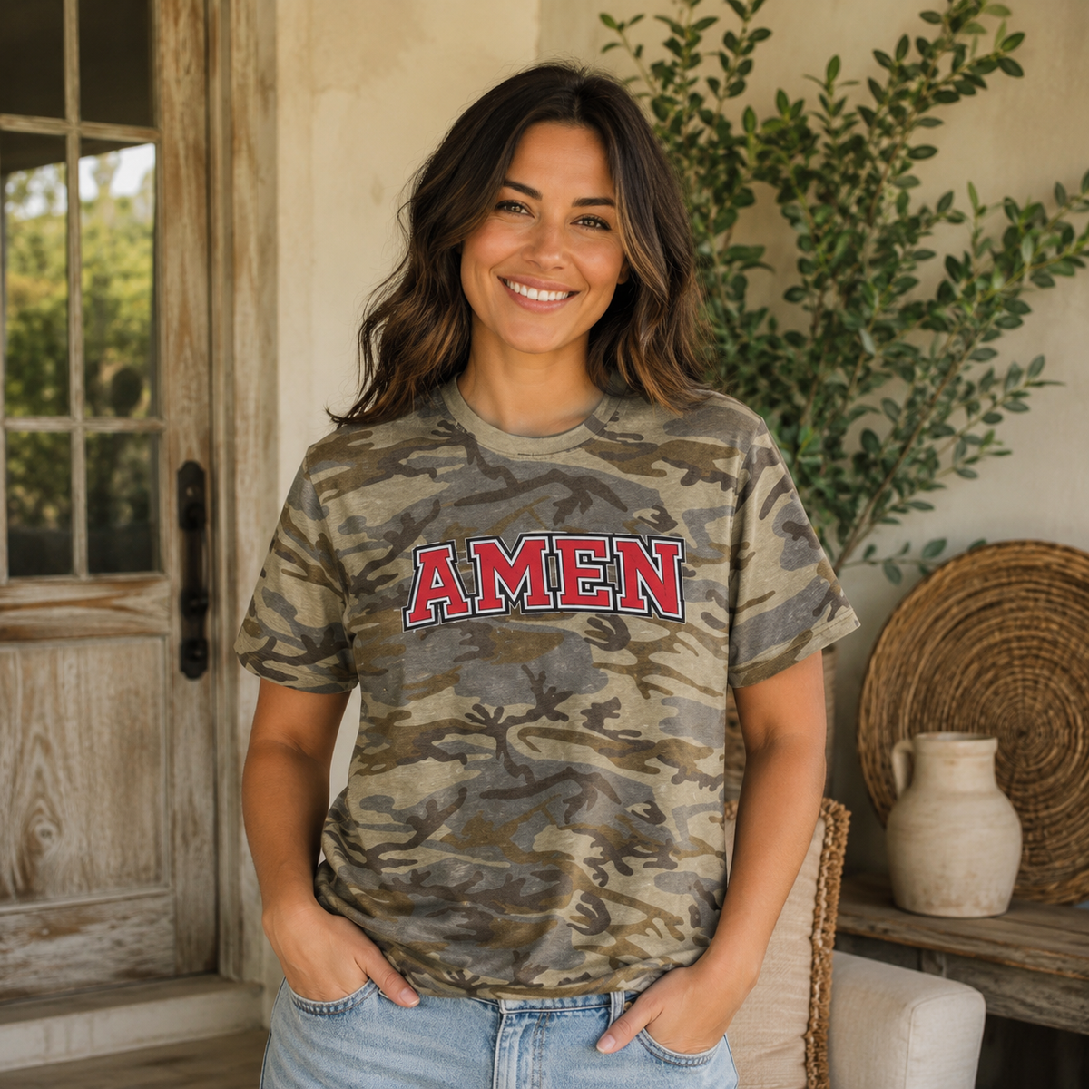 Camo Tee — AMEN Graphic Cotton T-Shirt