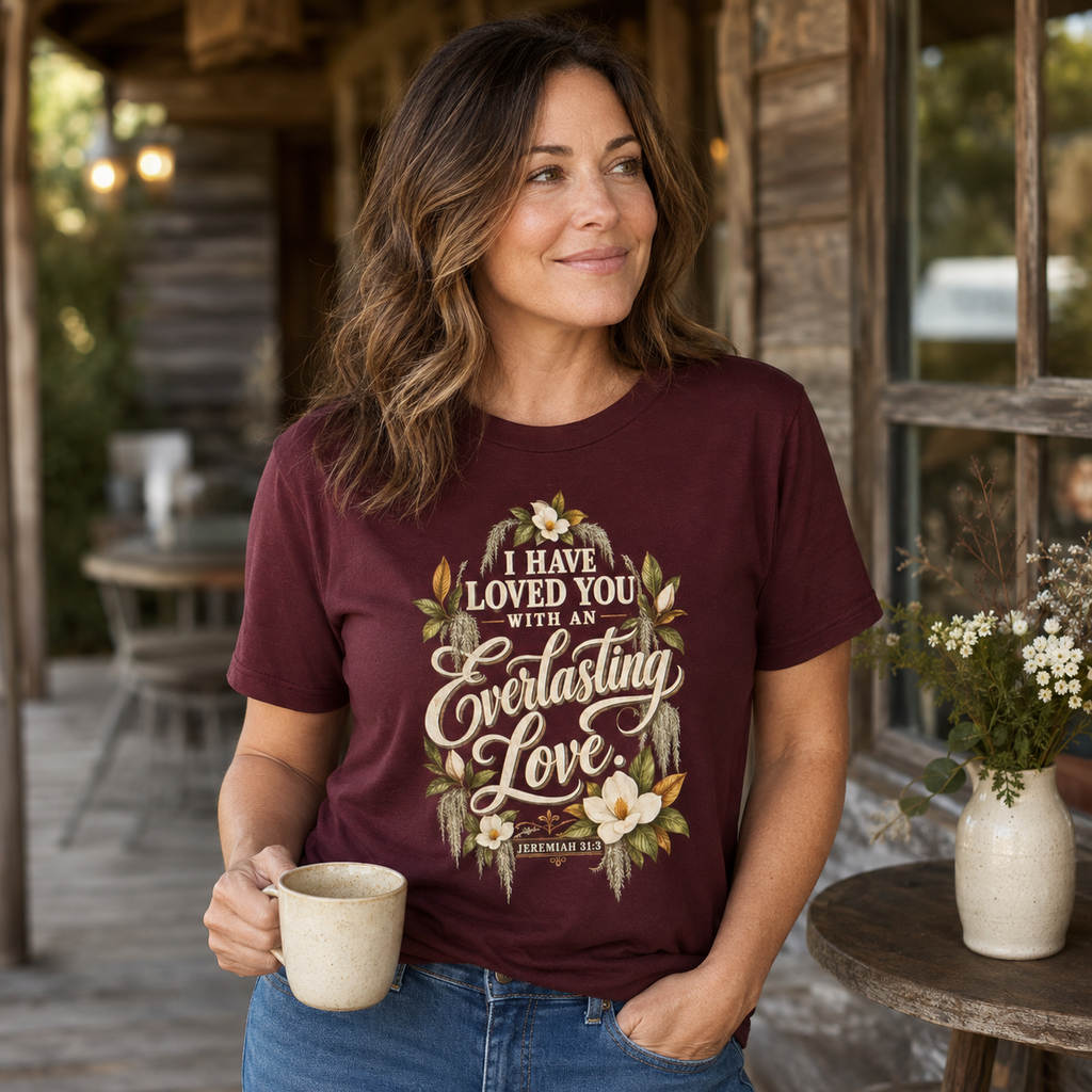 Everlasting Love floral script Tee | Bella Canvas soft women's tee