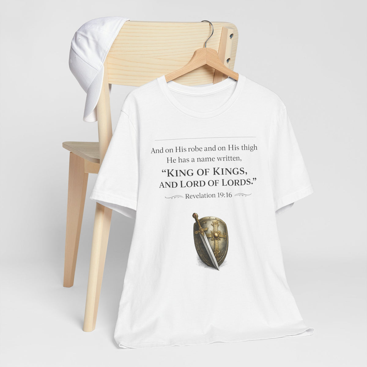 King of Kings Shield Tee – Revelation 19:16 Christian T-Shirt