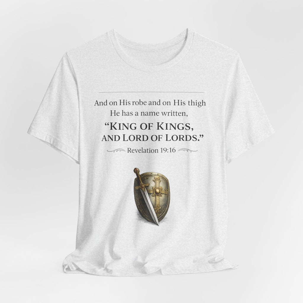 King of Kings Shield Tee – Revelation 19:16 Christian T-Shirt
