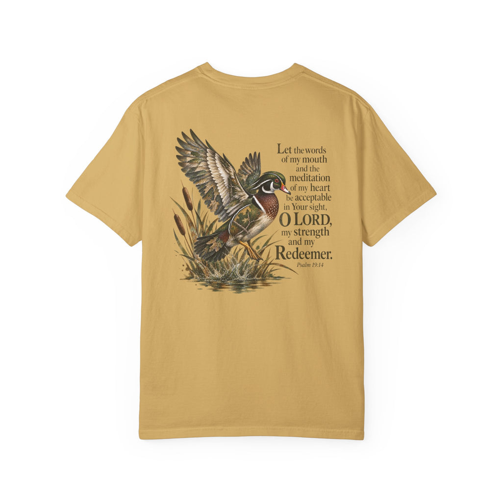 Christian Duck Hunting T-Shirt — Psalm 19:14 Scripture Graphic Tee