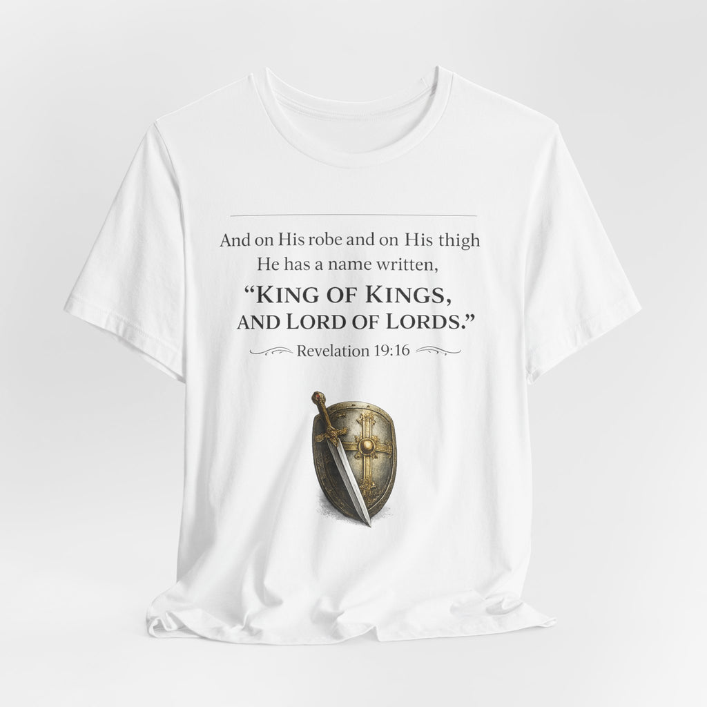 King of Kings Shield Tee – Revelation 19:16 Christian T-Shirt