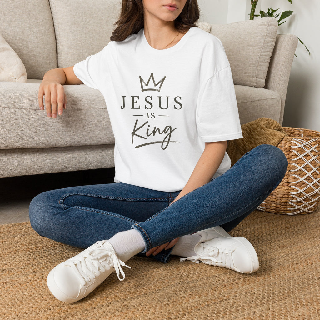 Jesus Is King T-Shirt — Faith Crown Christian Tee for Women & Men