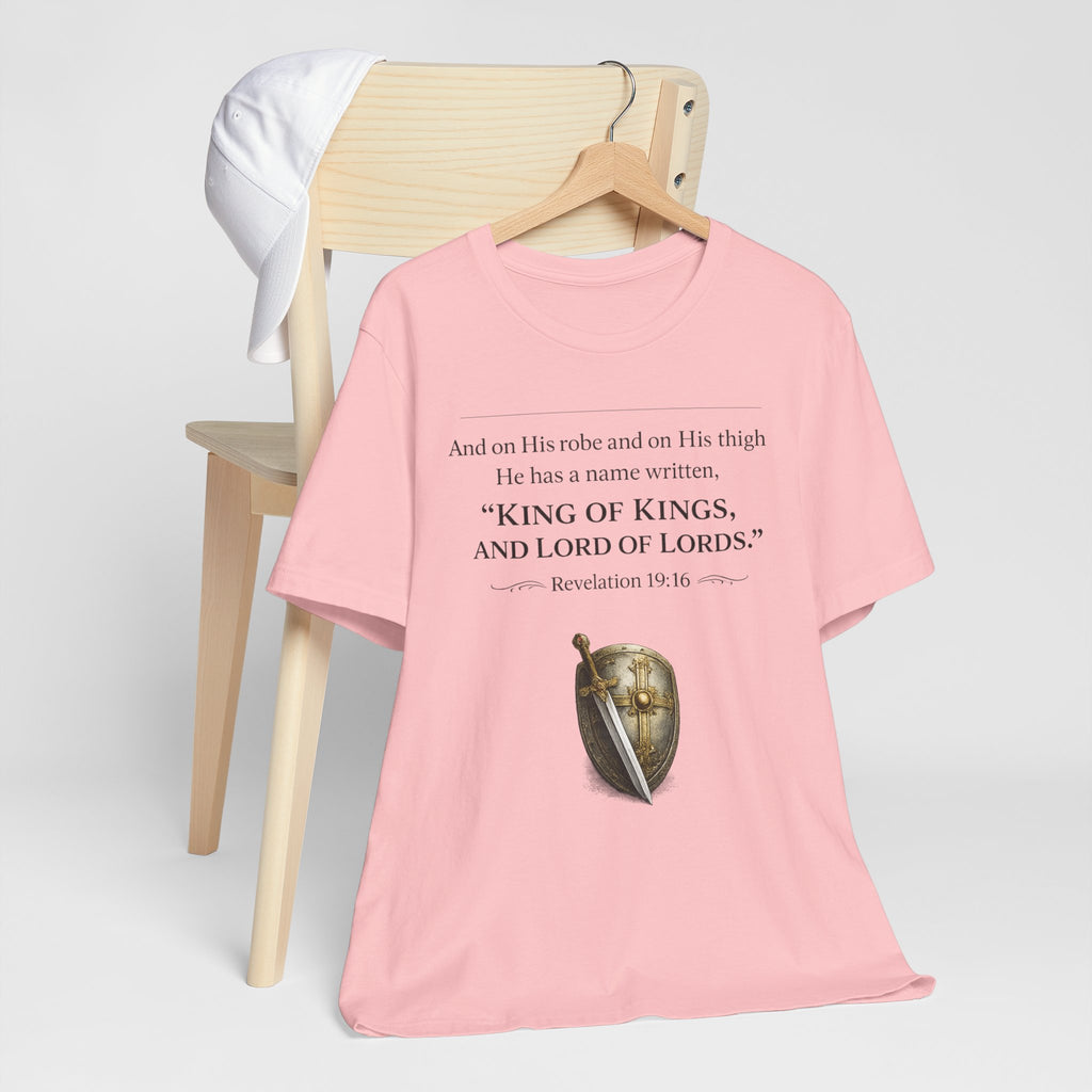 King of Kings Shield Tee – Revelation 19:16 Christian T-Shirt