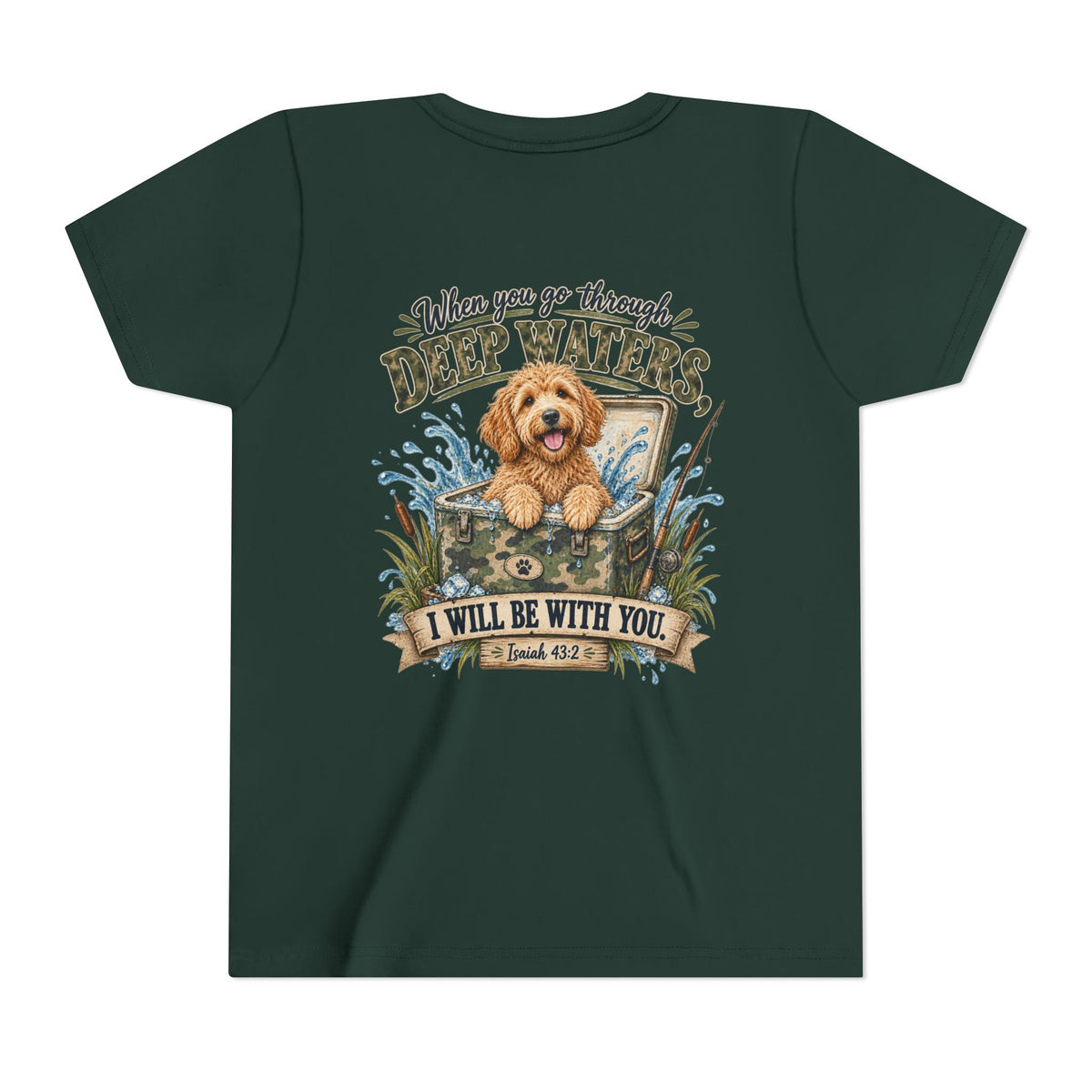 Boys Tee — 'When You Go Through Deep Waters' Dog Faith Graphic