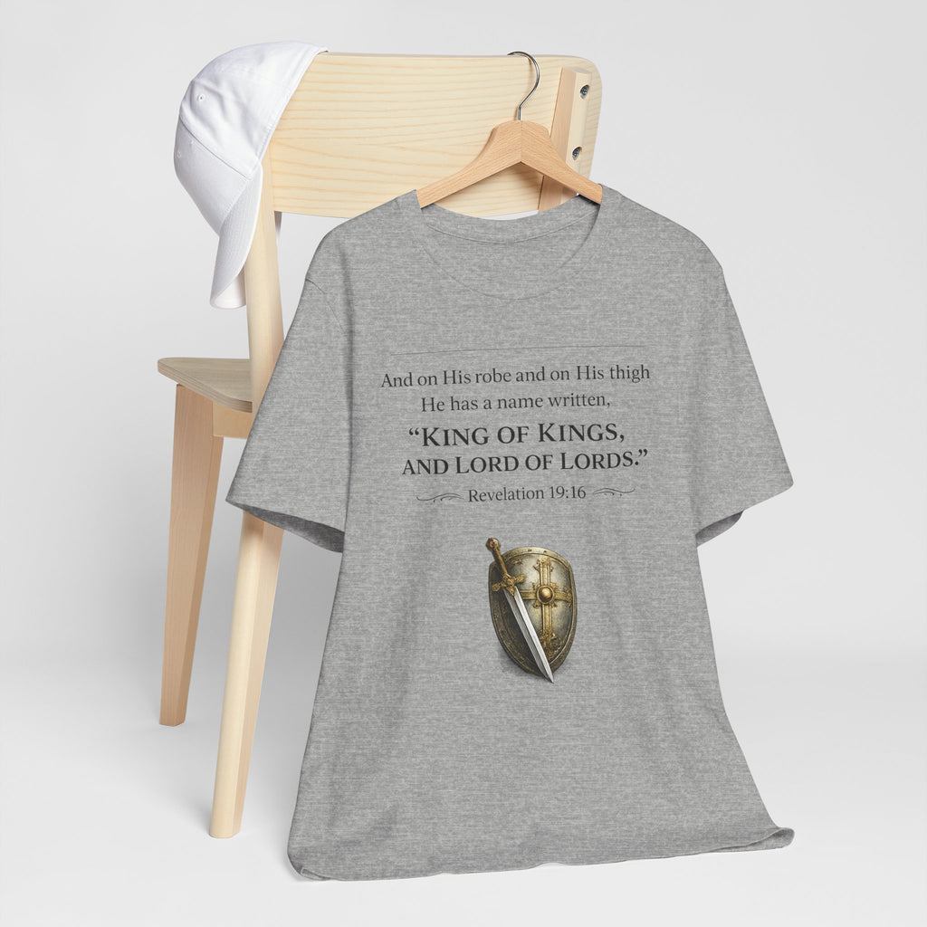 King of Kings Shield Tee – Revelation 19:16 Christian T-Shirt