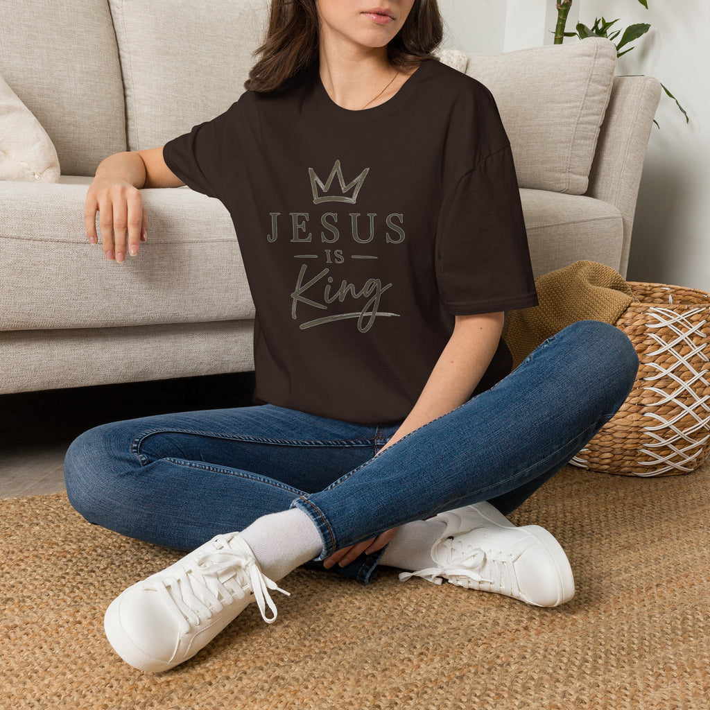 Jesus Is King T-Shirt — Faith Crown Christian Tee for Women & Men