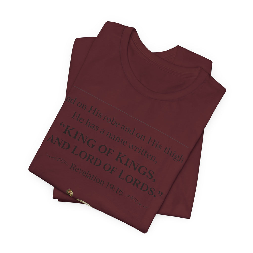 King of Kings Shield Tee – Revelation 19:16 Christian T-Shirt