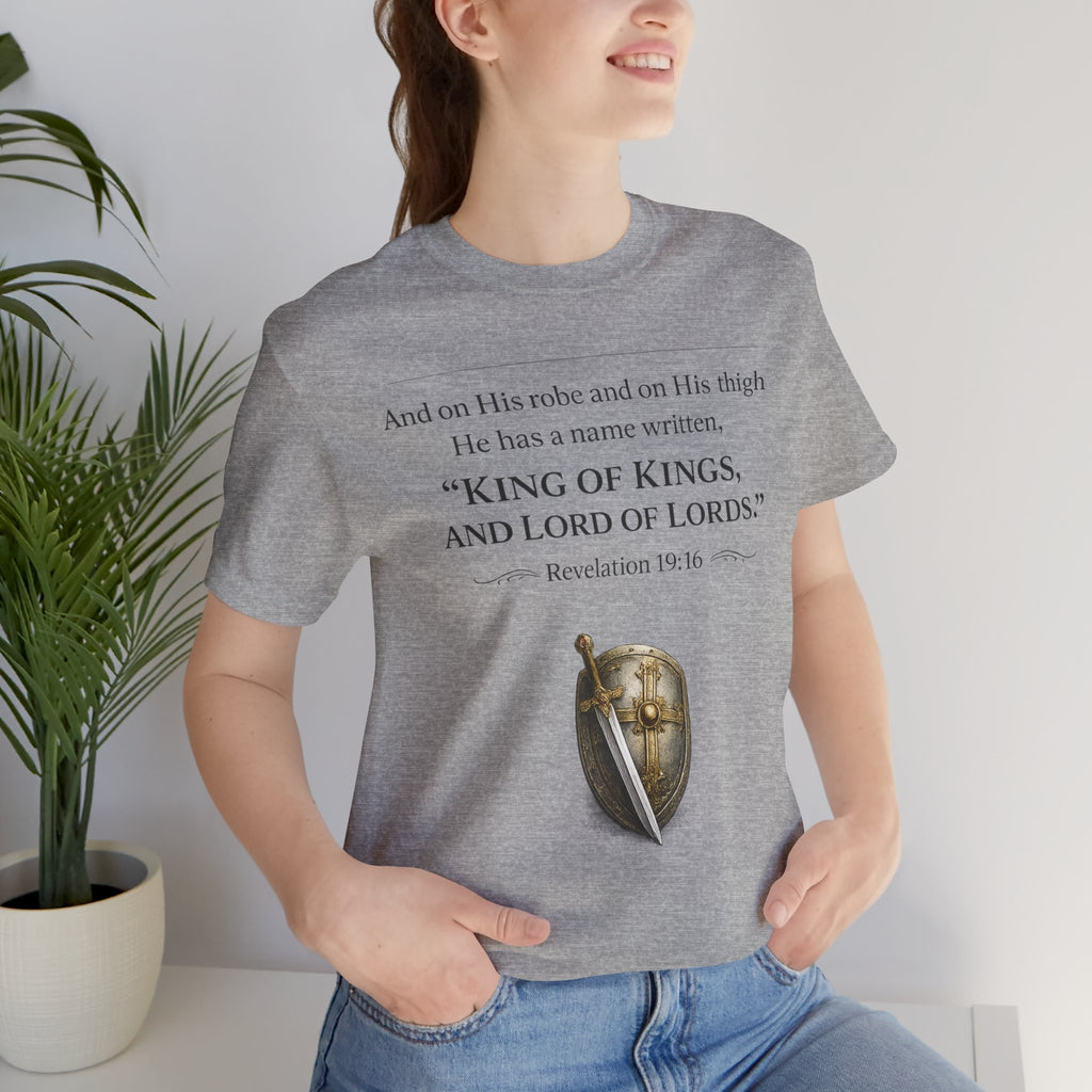 King of Kings Shield Tee – Revelation 19:16 Christian T-Shirt