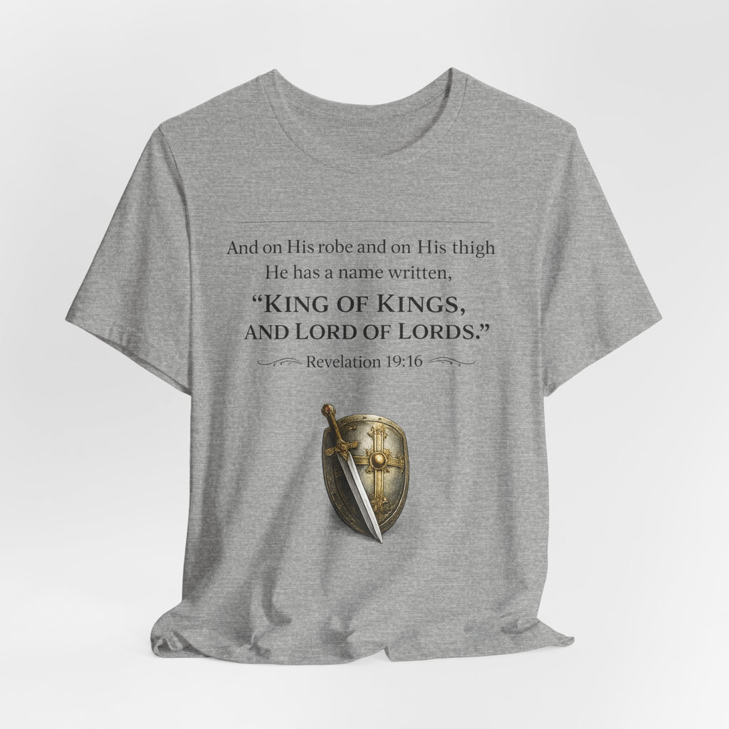 King of Kings Shield Tee – Revelation 19:16 Christian T-Shirt