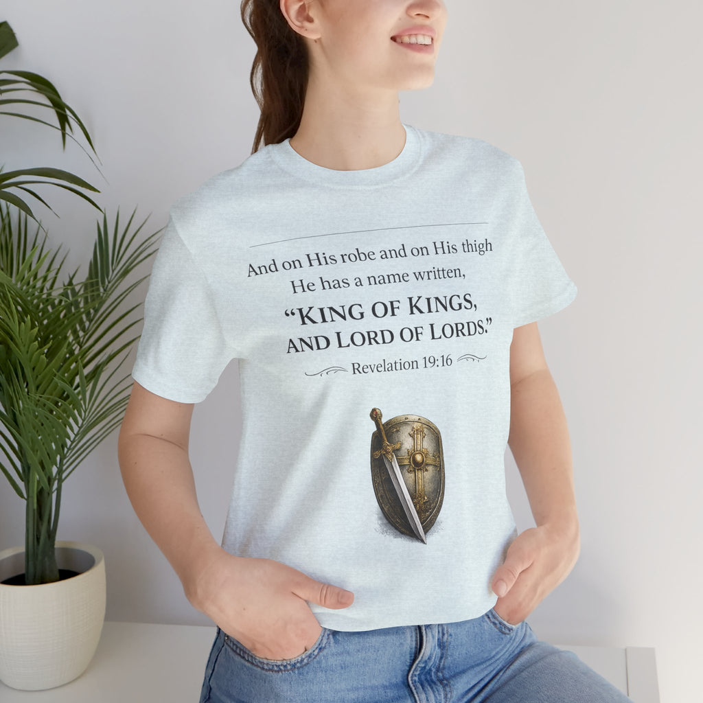 King of Kings Shield Tee – Revelation 19:16 Christian T-Shirt
