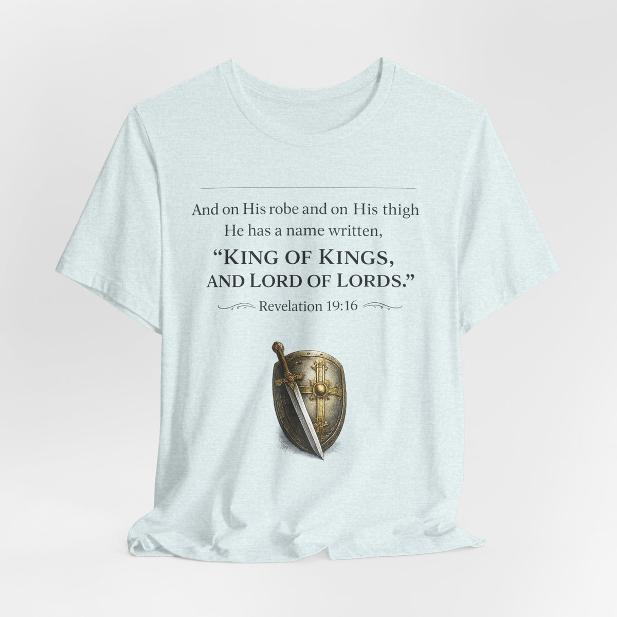 King of Kings Shield Tee – Revelation 19:16 Christian T-Shirt