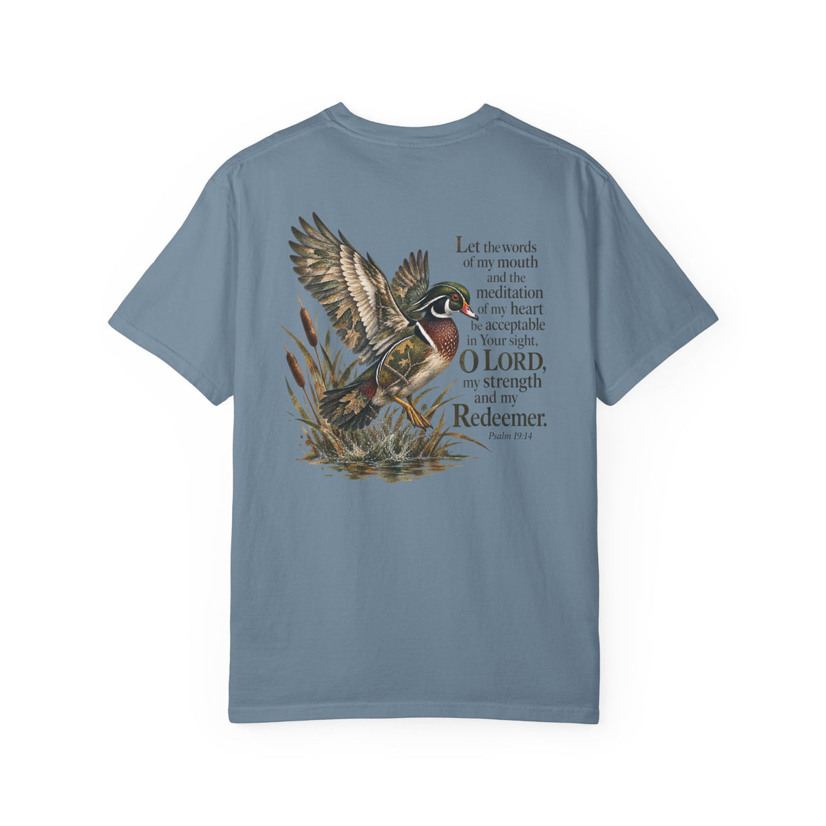 Christian Duck Hunting T-Shirt — Psalm 19:14 Scripture Graphic Tee