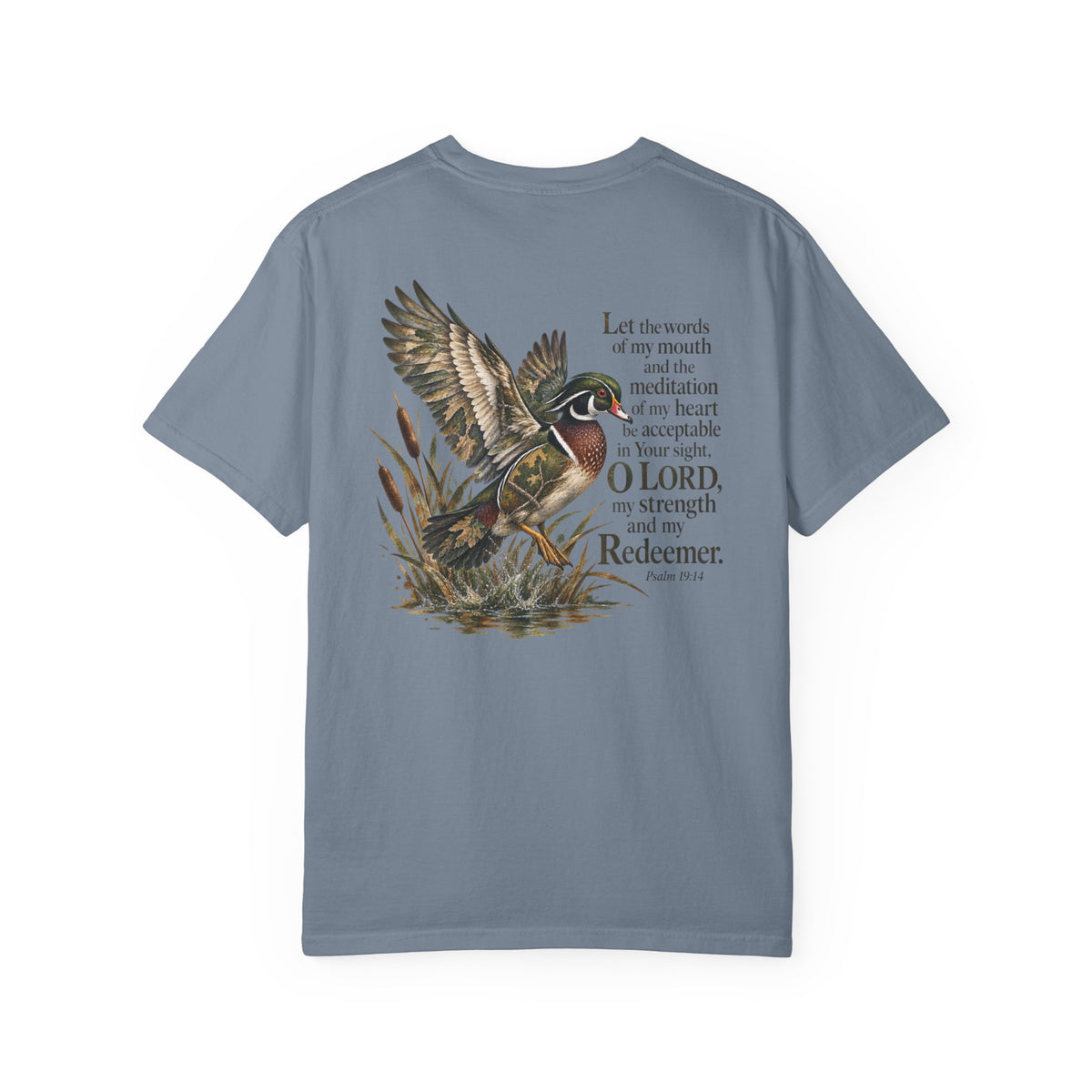 Christian Duck Hunting T-Shirt — Psalm 19:14 Scripture Graphic Tee