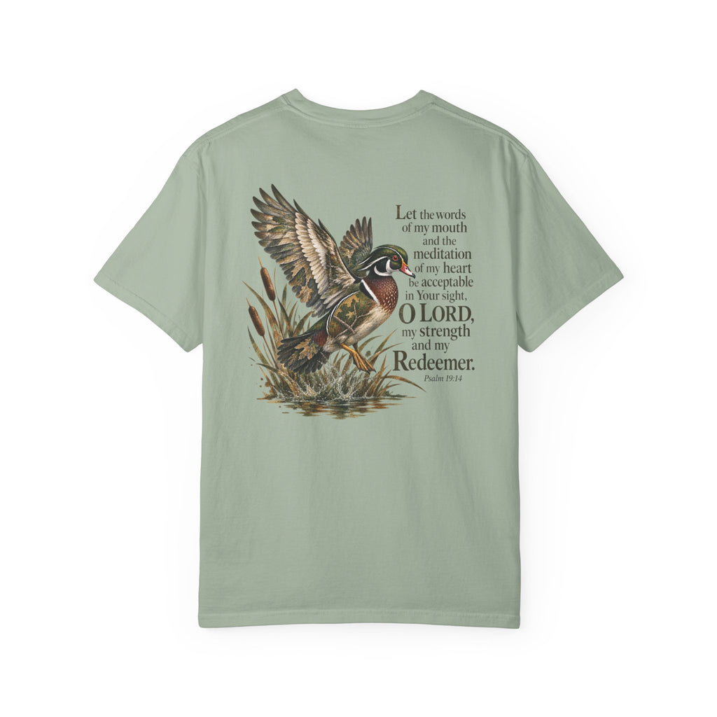 Christian Duck Hunting T-Shirt — Psalm 19:14 Scripture Graphic Tee