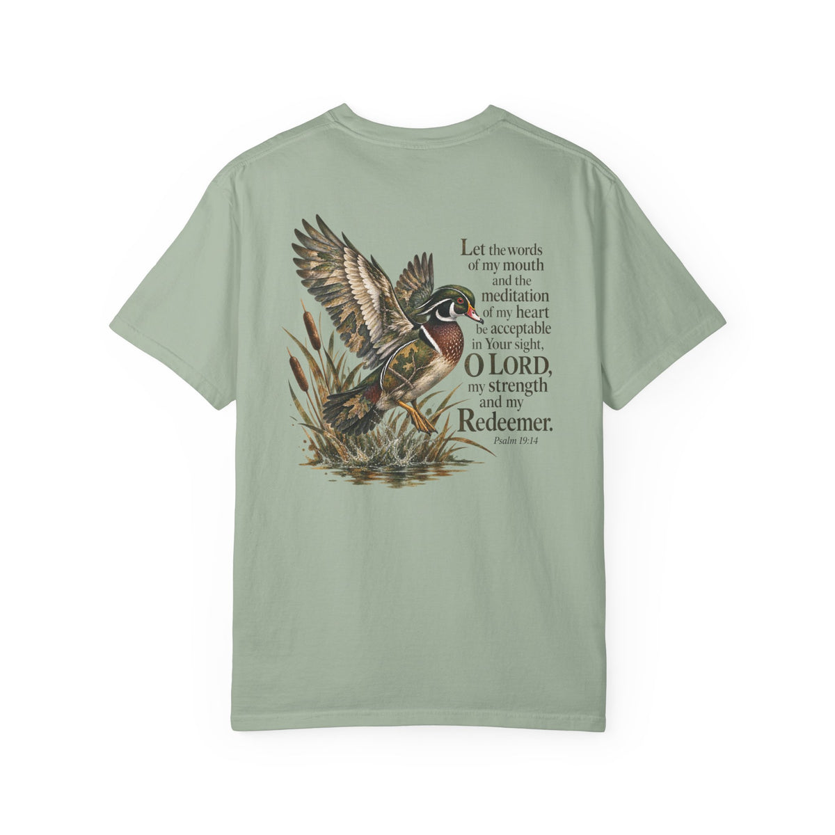 Christian Duck Hunting T-Shirt — Psalm 19:14 Scripture Graphic Tee